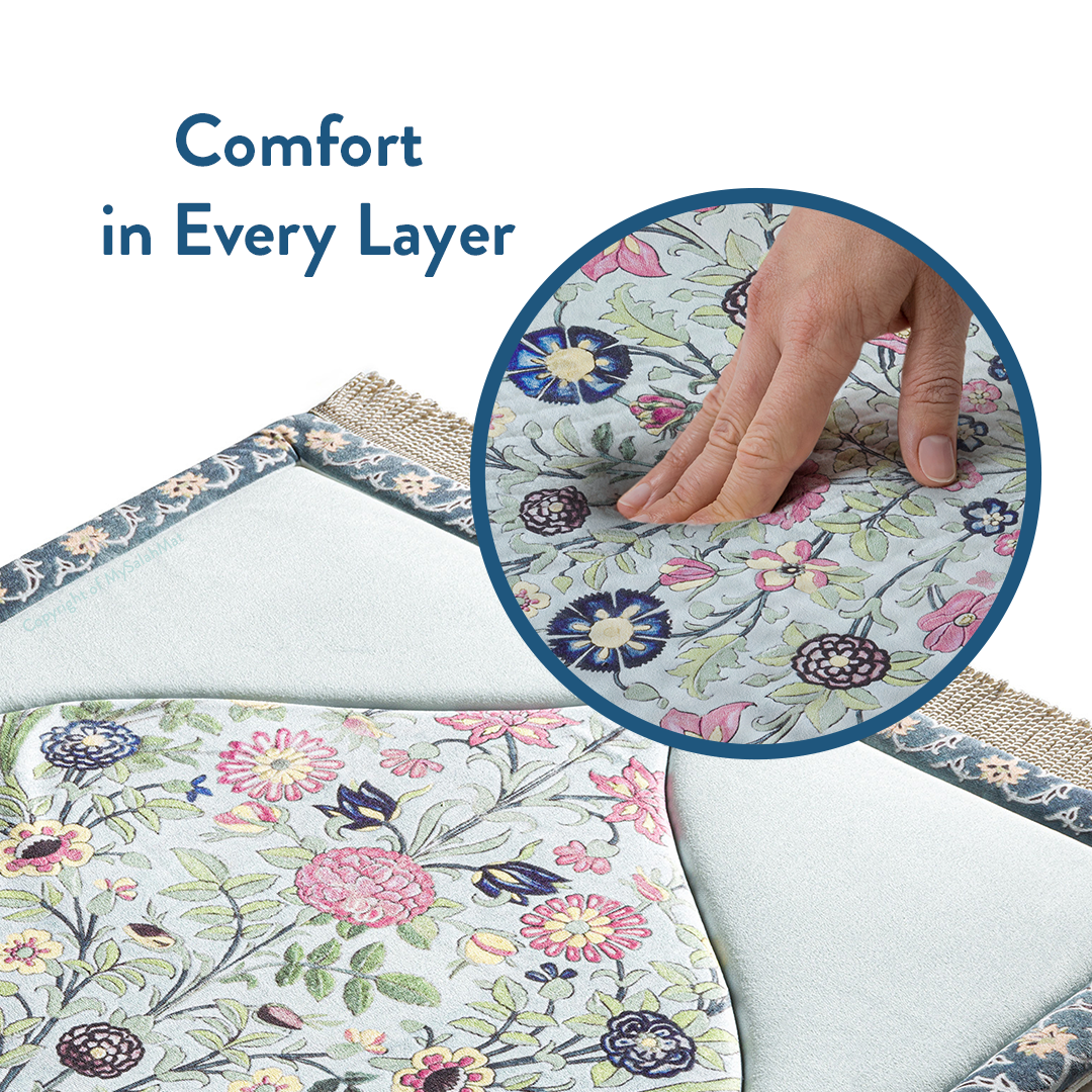 Adult Premium Padded Prayer Mat with Spring Blossoms Design | Urban Rugs UK | Ramadan & Eid Gift