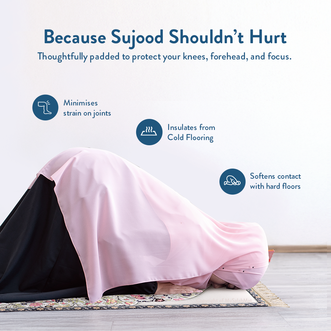 Adult Premium Padded Prayer Mat with Spring Blossoms Design | Urban Rugs UK | Ramadan & Eid Gift