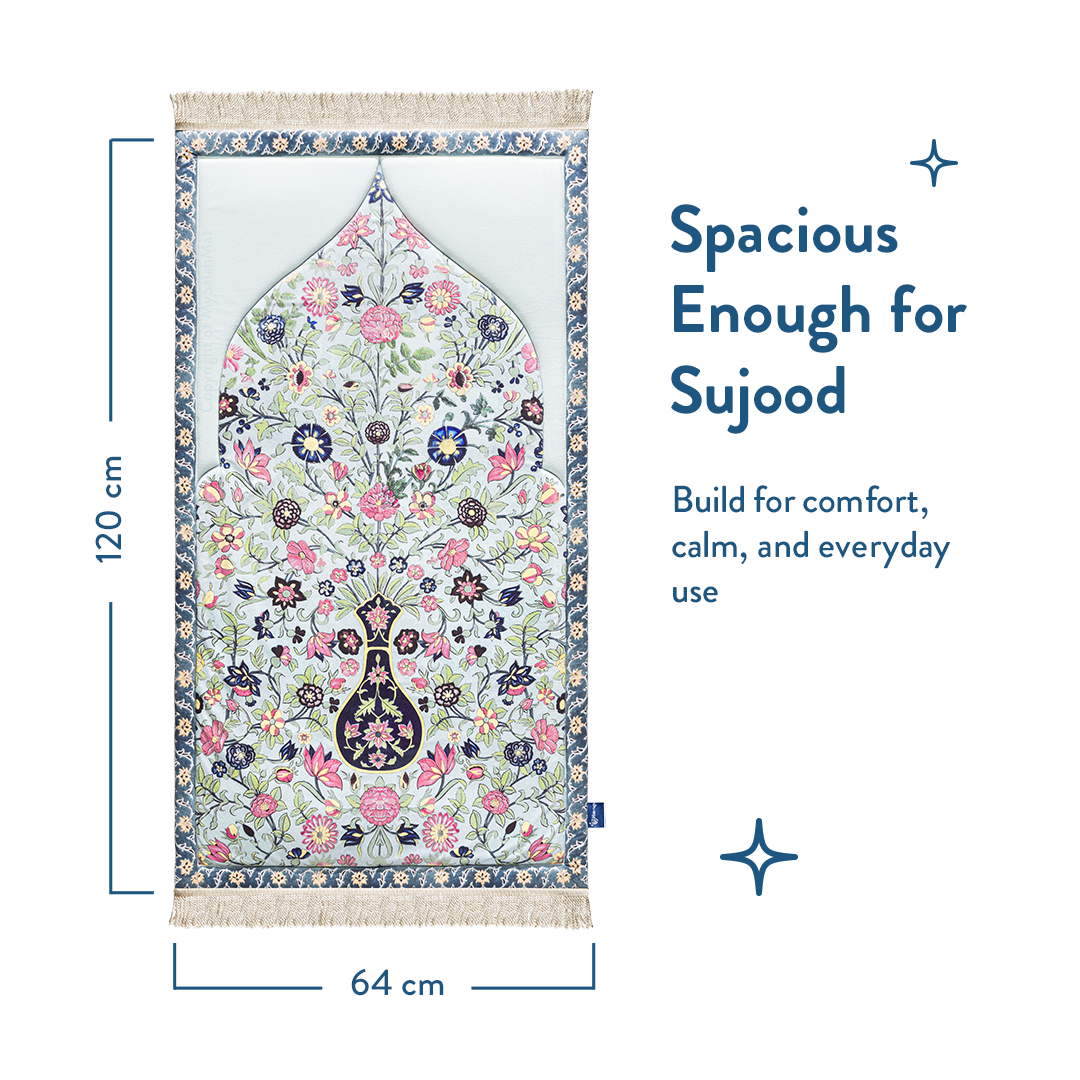 Adult Premium Padded Prayer Mat with Spring Blossoms Design | Urban Rugs UK | Ramadan & Eid Gift