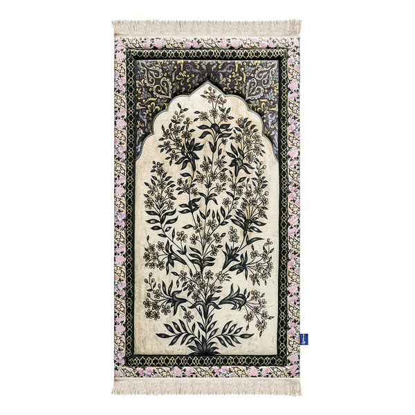 Adult Premium Padded Prayer Mat with Vintage Botanical Design | Urban Rugs UK