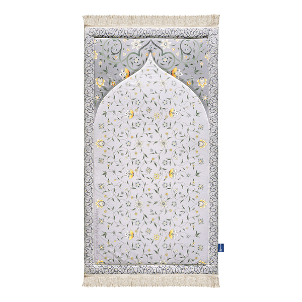Adult Premium Padded Prayer Mat with Yellow Floral Vine Design | Urban Rugs UK