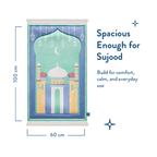 Padded Kids Prayer Mat with Aqua Mumbai Mosque Design by Urban Rugs UK | A beautiful Ramadan & Eid Gift for Loved Ones