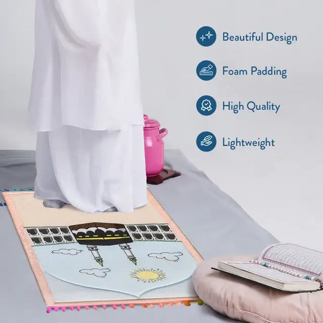 Padded Toddler Prayer Mat with Midday in Mecca Design