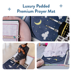 Padded Toddler Prayer Mat with Midnight in Mecca Design by Urban Rugs UK | A beautiful Ramadan & Eid Gift for Loved Ones
