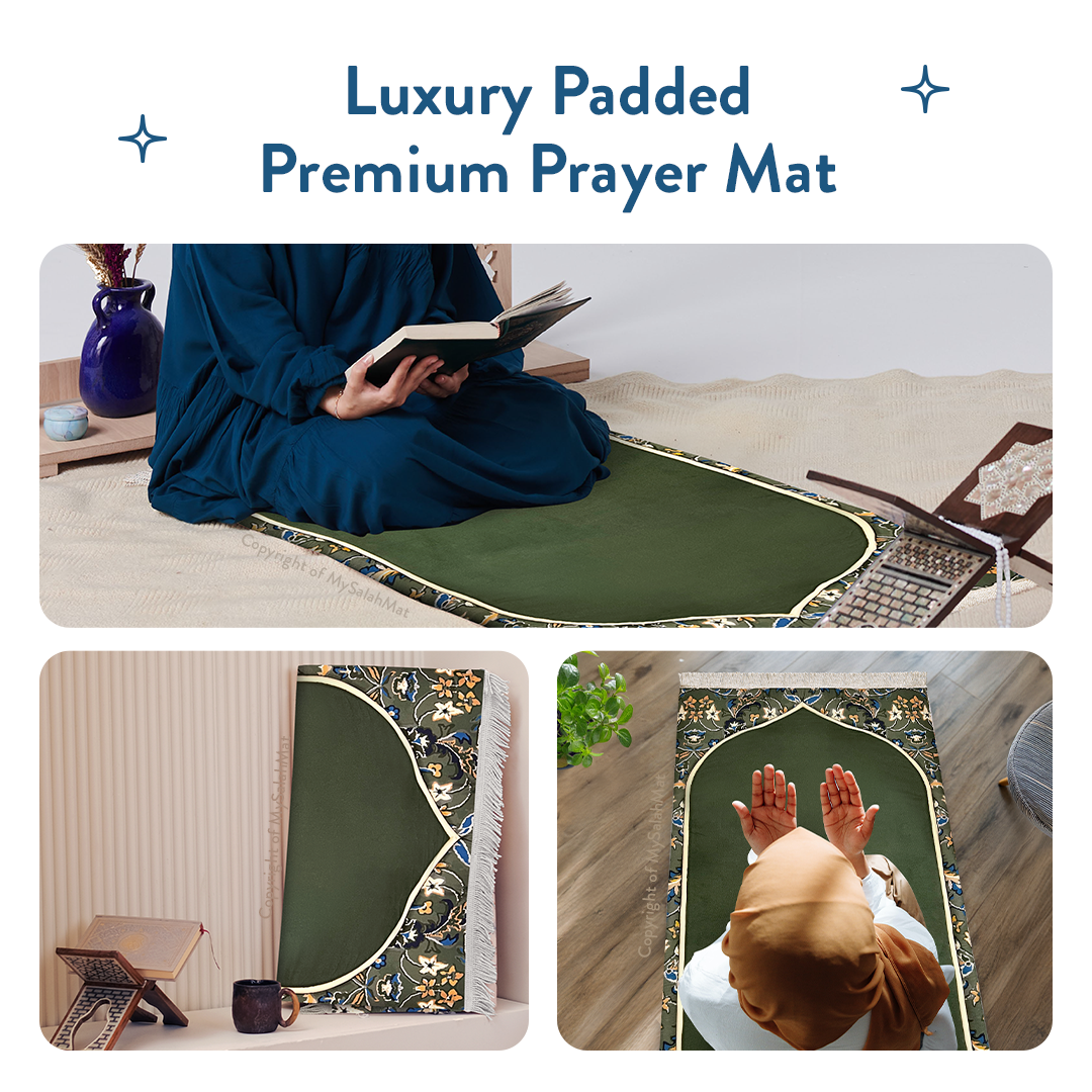 Adult Padded Prayer Mat with Madinah Elegance Design by Urban Rugs UK | A beautiful Ramadan & Eid Gift for Loved Ones