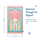 Padded Kids Prayer Mat with Pink Mumbai Mosque Design by Urban Rugs UK | A beautiful Ramadan & Eid Gift for Loved Ones