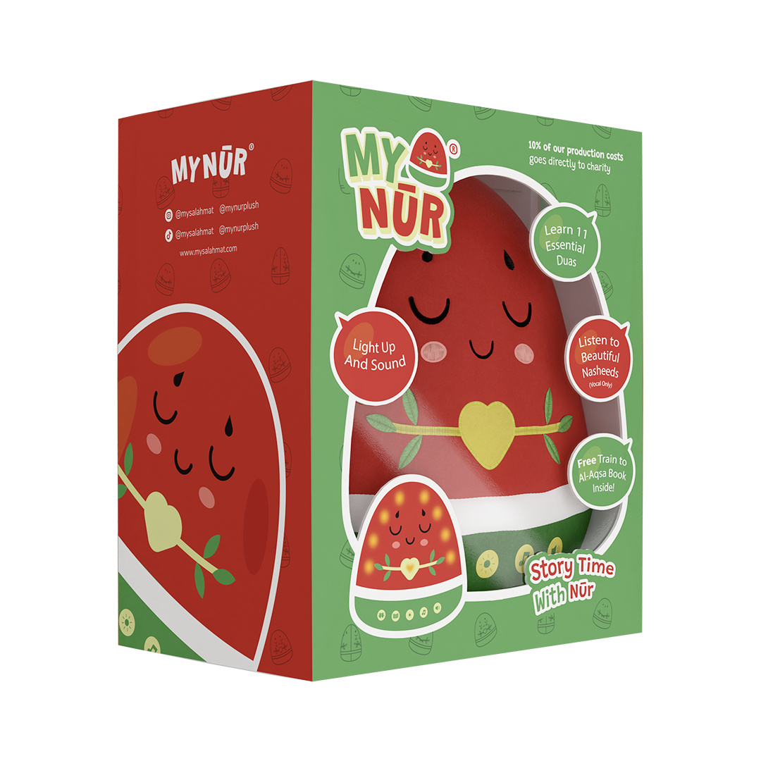 Nūr the Watermelon | A NEW Light-Up Interactive Islamic Plushie, Learn Surahs, Duas & More | A beautiful Ramadan & Eid Gift for Loved Ones