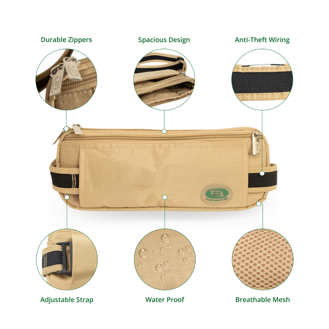 Anti-Theft Waist Bag And Ihram & hajj Belt for Men | Beige