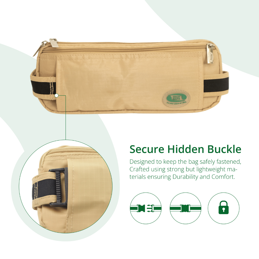 Anti-Theft Waist Bag And Ihram & hajj Belt for Men | Beige