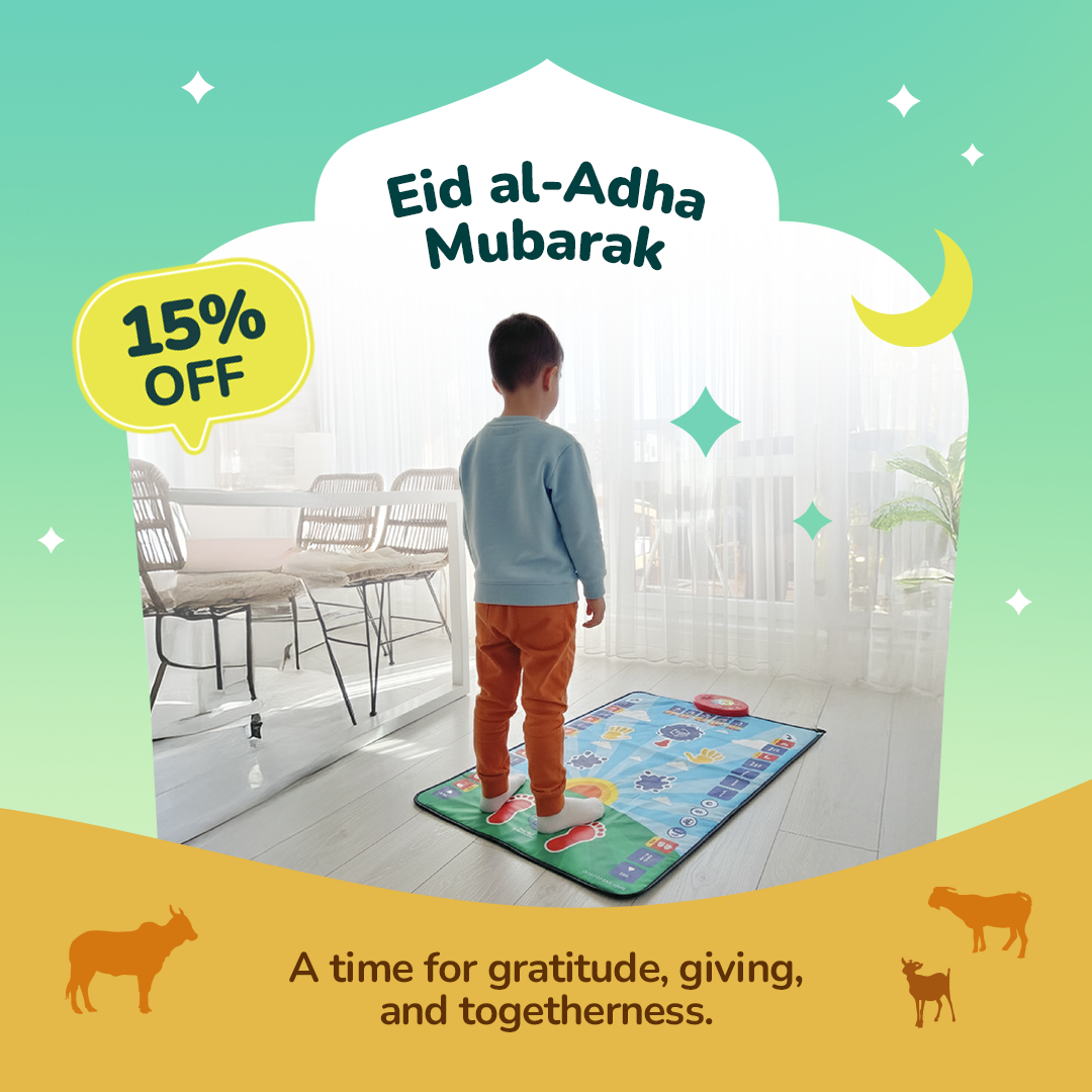 Eid al-Adha with My Salah Mat Interactive Kids Prayer Mat Blue Version