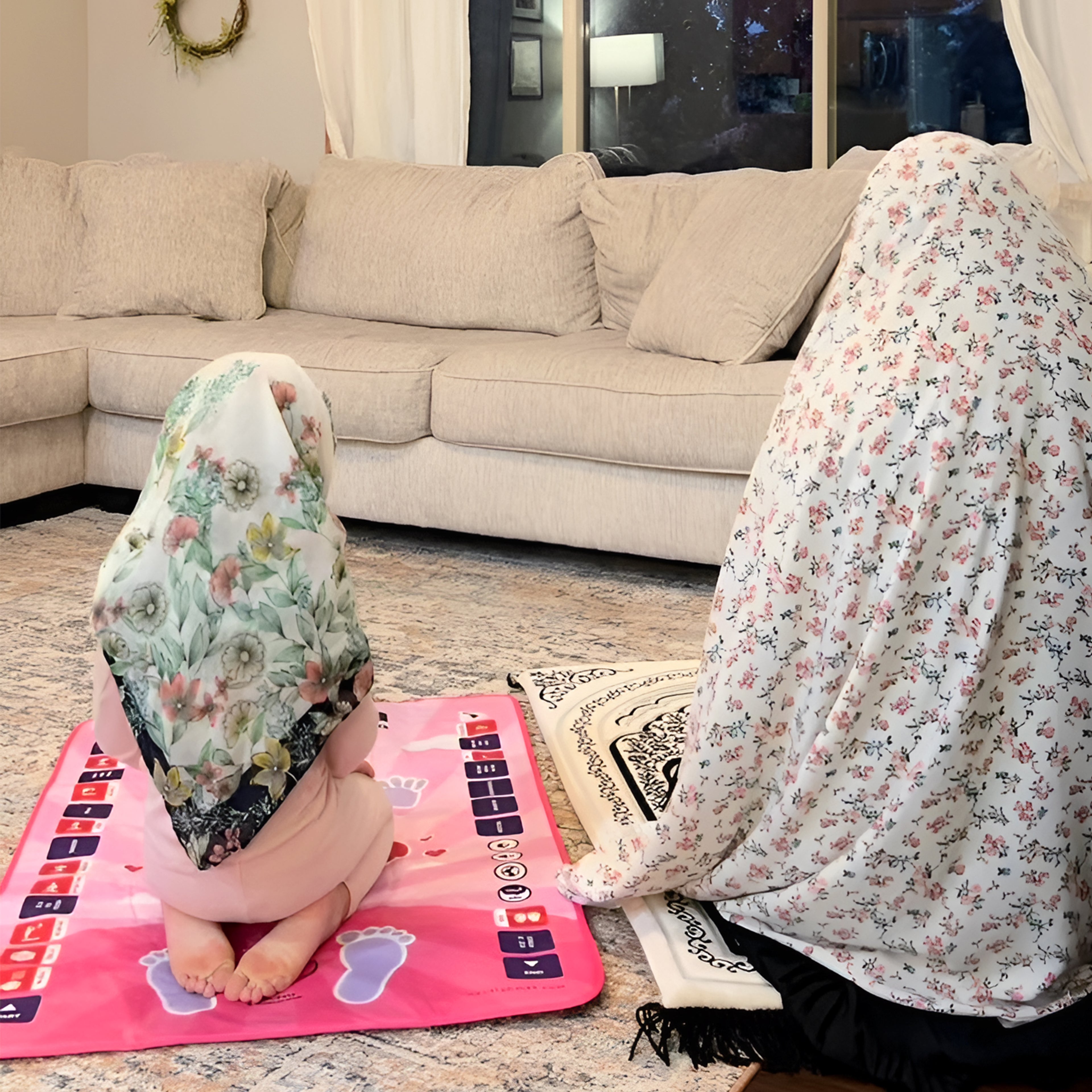 Model of My Salah Mat Interactive Kids Prayer Mat Pink Version