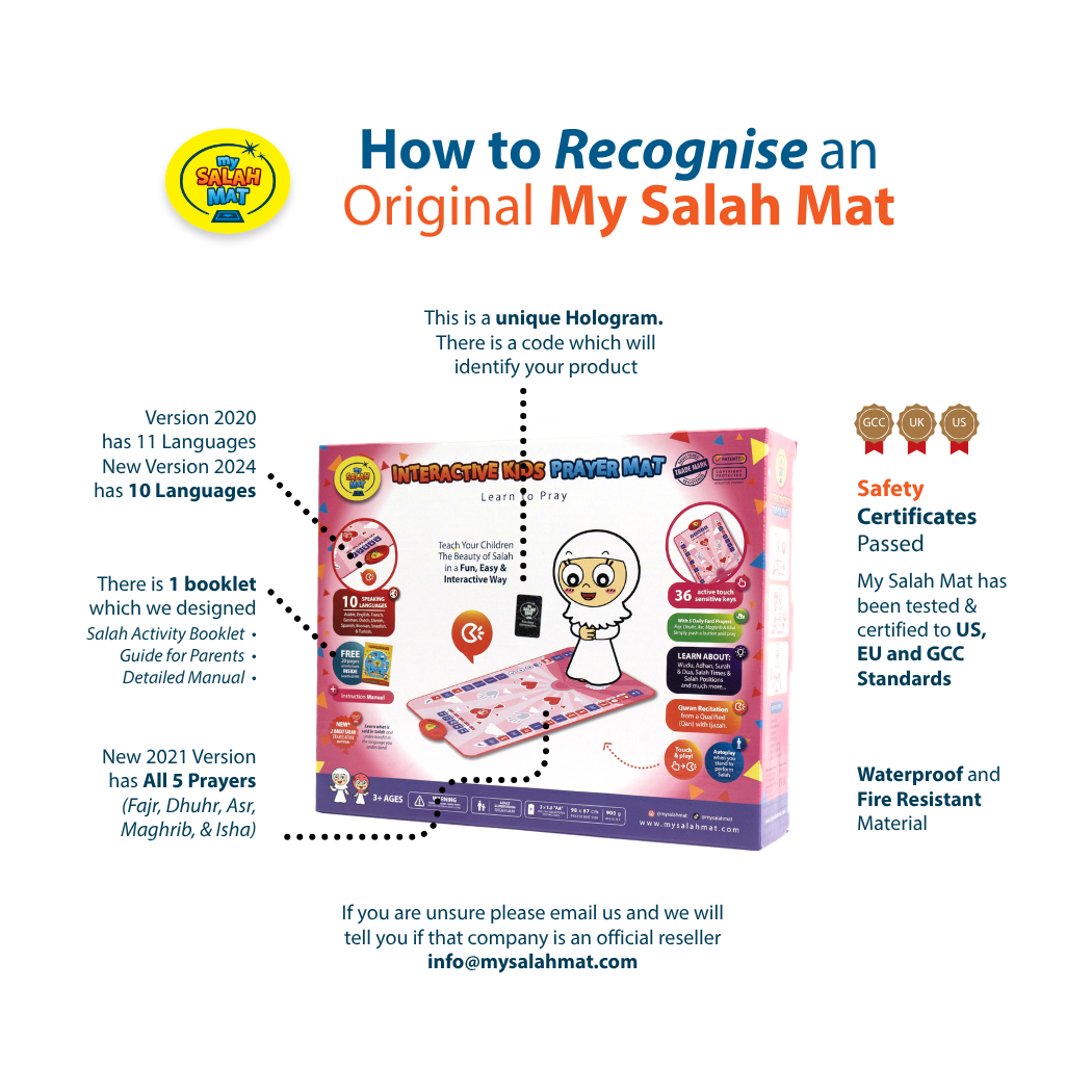 How to Recognise an Original My Salah Mat Interactive Kids Prayer Mat Pink Version
