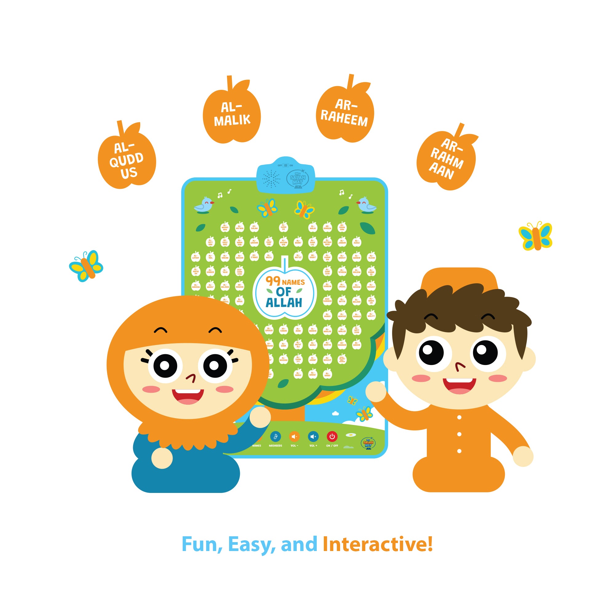 99 Names of Allah Interactive Audio Mat & Wall Art | Learn About All 99 Names of Allah with Stories & Memorisation Function | A beautiful Ramadan and Eid gift for loved ones