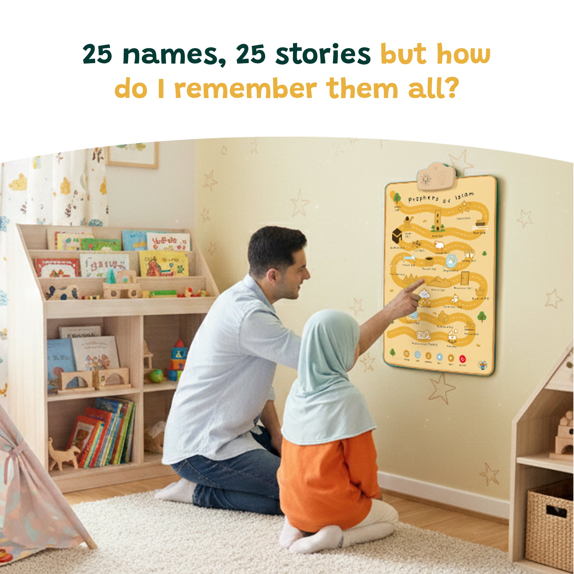 Prophets of Islam Interactive Audio Mat & Wall Art | Learn About All 25 Prophets with Stories & Quizzes | A beautiful Ramadan and Eid gift for loved ones