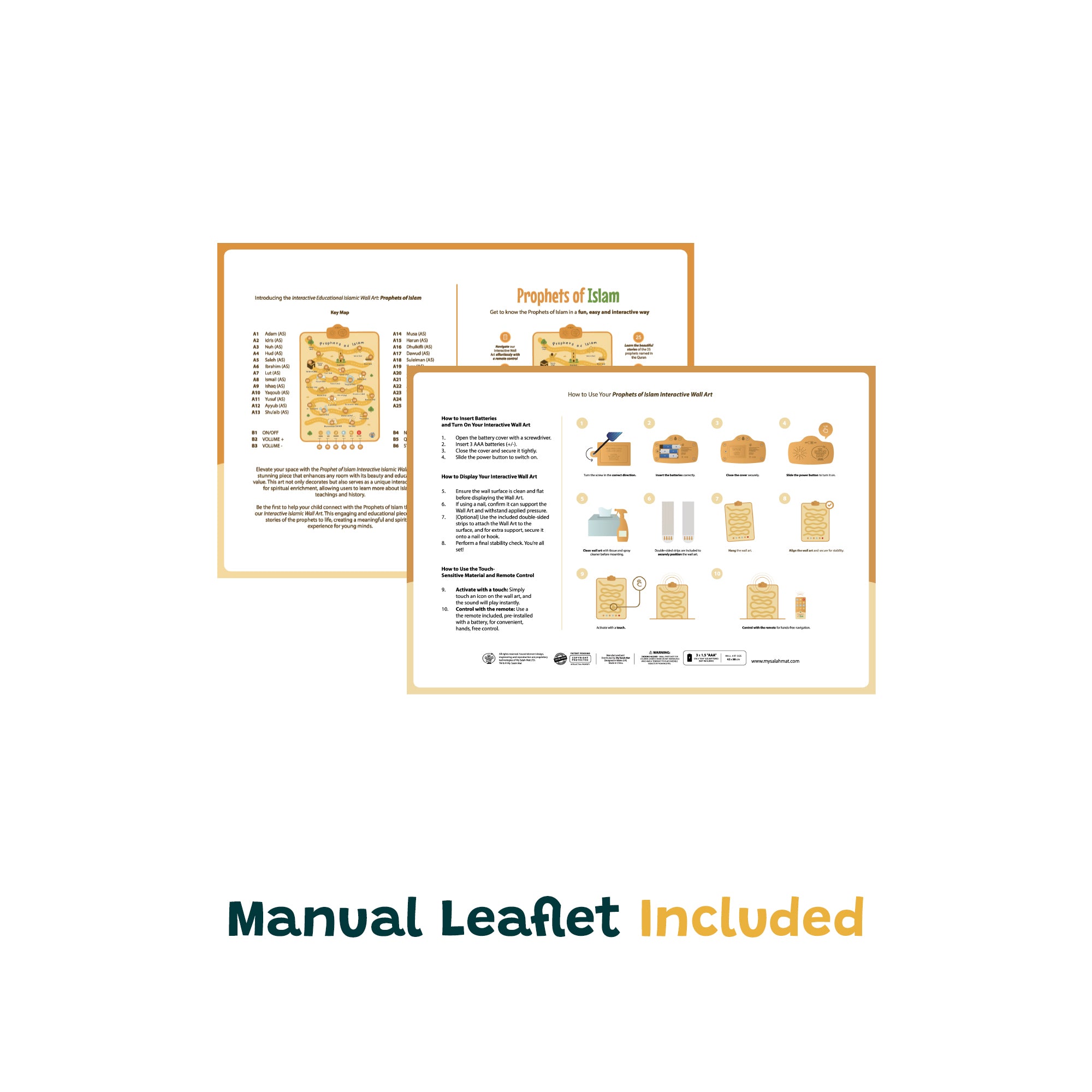 Prophets of Islam Interactive Audio Mat & Wall Art | Learn About All 25 Prophets with Stories & Quizzes | A beautiful Ramadan and Eid gift for loved ones