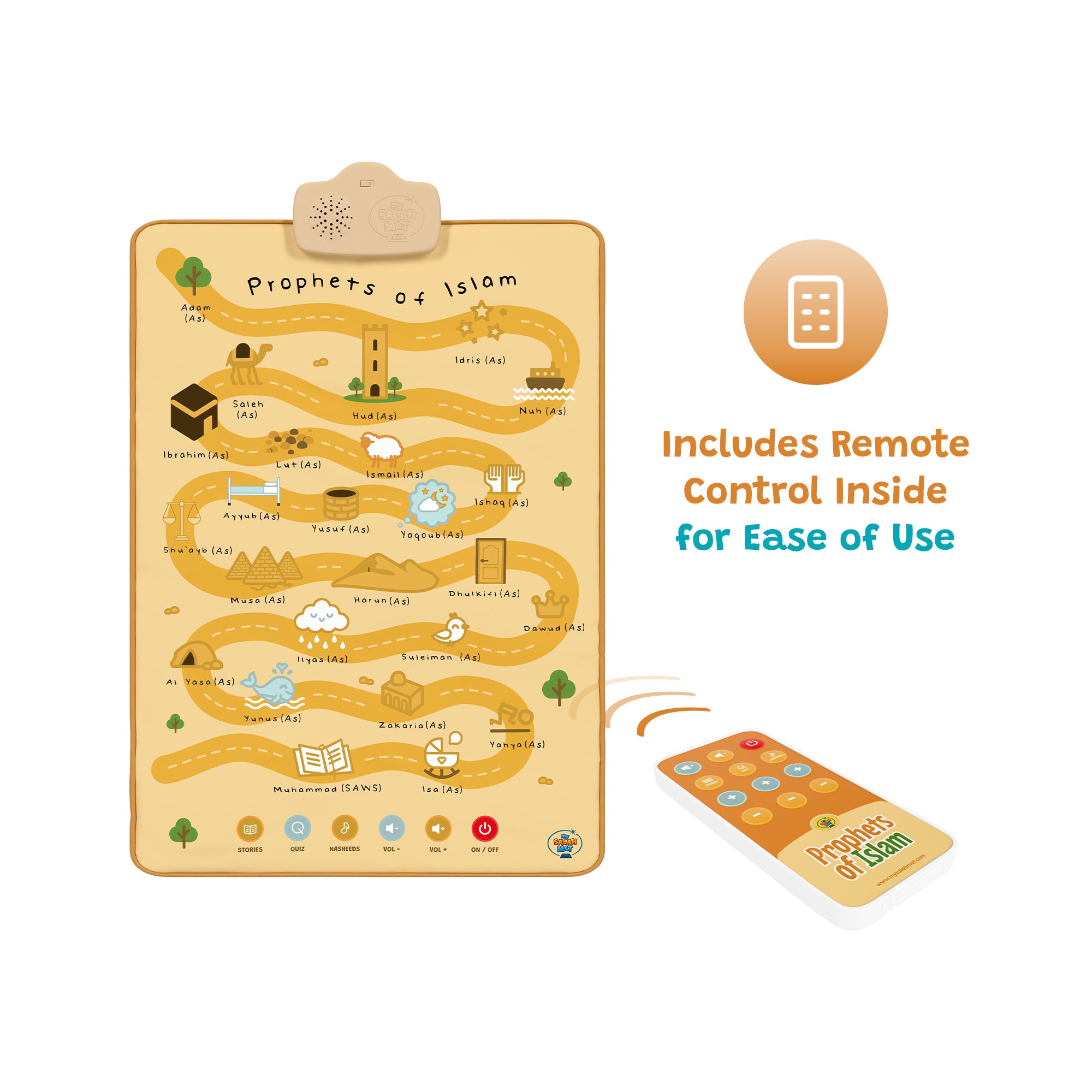 Prophets of Islam Interactive Audio Mat & Wall Art | Learn About All 25 Prophets with Stories & Quizzes | A beautiful Ramadan and Eid gift for loved ones