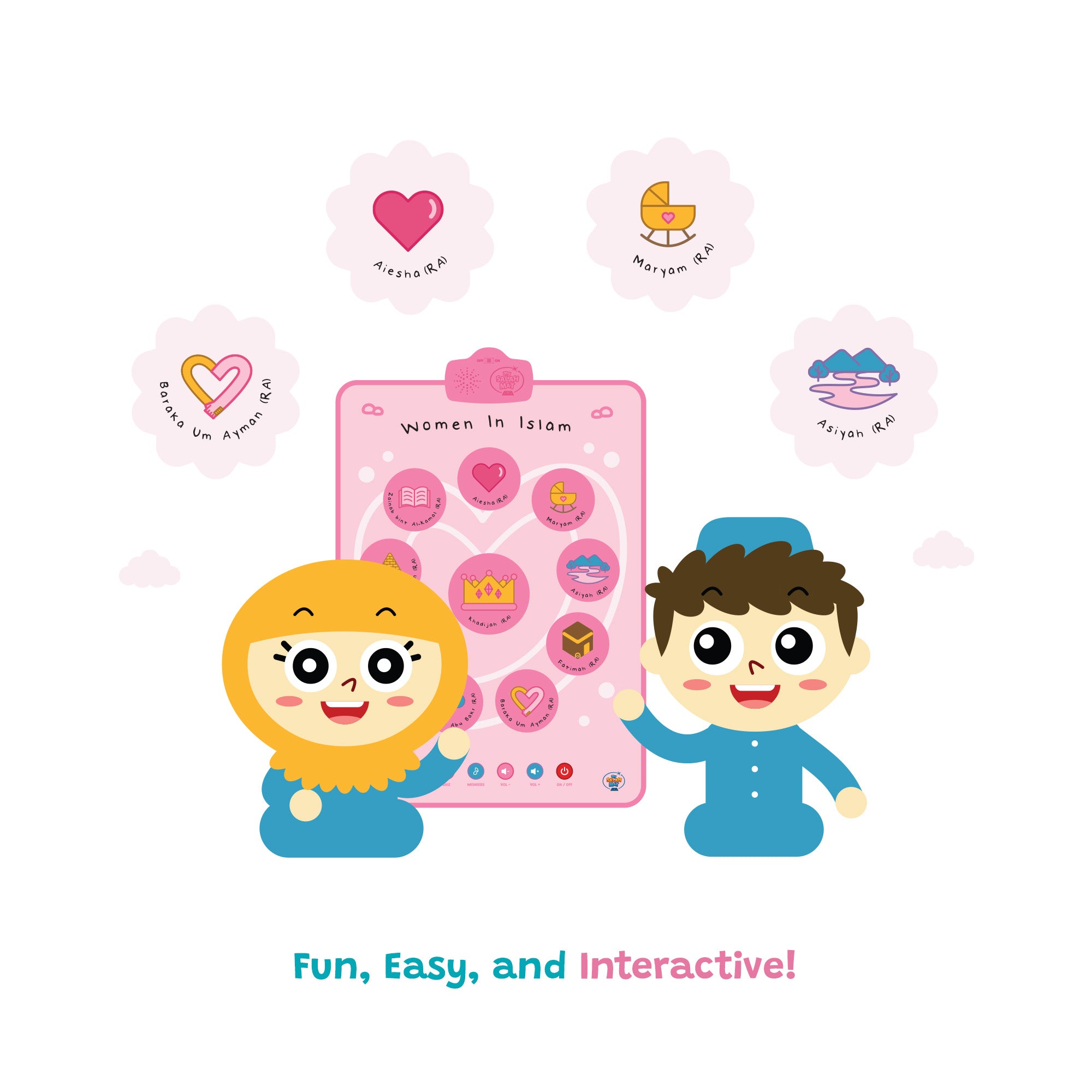 Women in Islam Interactive Wall Art & Audio Mat | Touch, Listen & Learn Their Inspiring Stories | A beautiful Ramadan & Eid Gift for Loved Ones