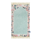 Adult Padded Prayer Mat with Soft Mint Floral Design | Urban Rugs UK | Ramadan & Eid Gift