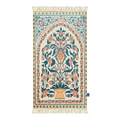 Adult Padded Prayer Mat with Teal and Coral Floral Design | Urban Rugs UK | Ramadan & Eid Gift