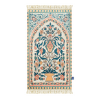 Adult Padded Prayer Mat with Teal and Coral Floral Design | Urban Rugs UK | Ramadan & Eid Gift