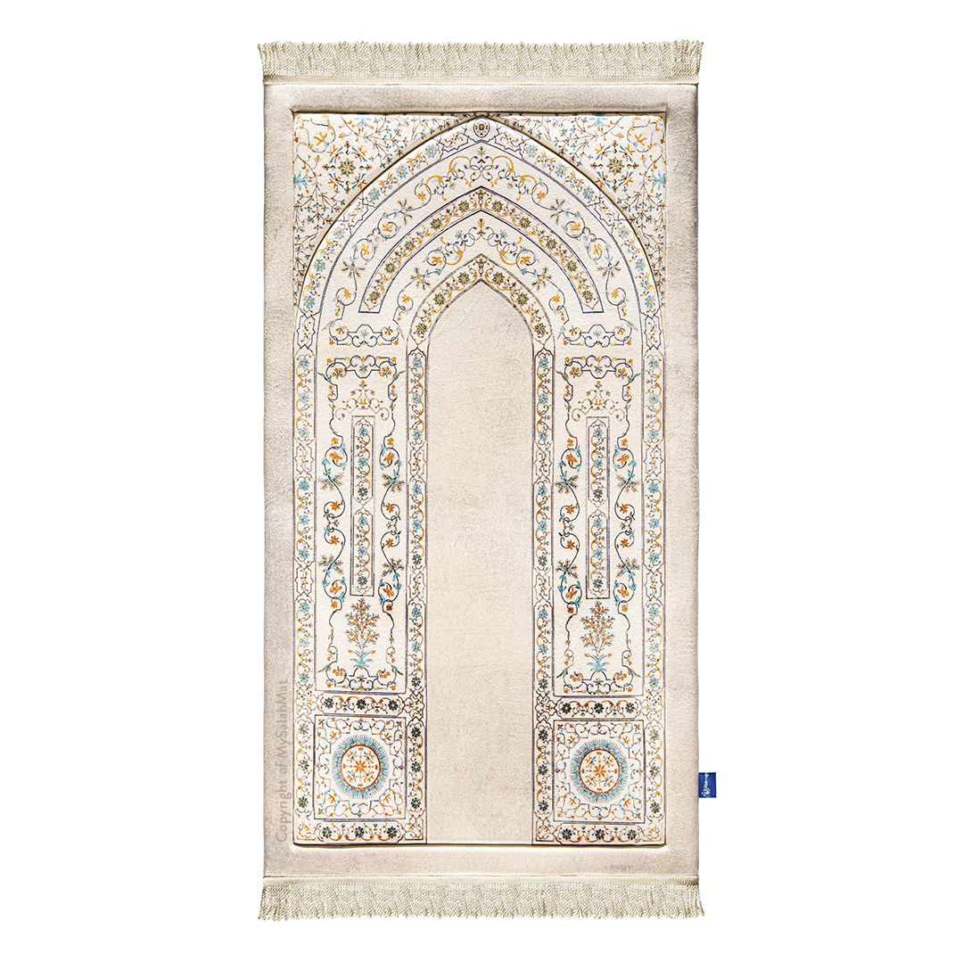 Adult Premium Padded Prayer Mat with Antique Indian Arch Design | Urban Rugs UK | A beautiful Ramadan & Eid Gift for Loved Ones