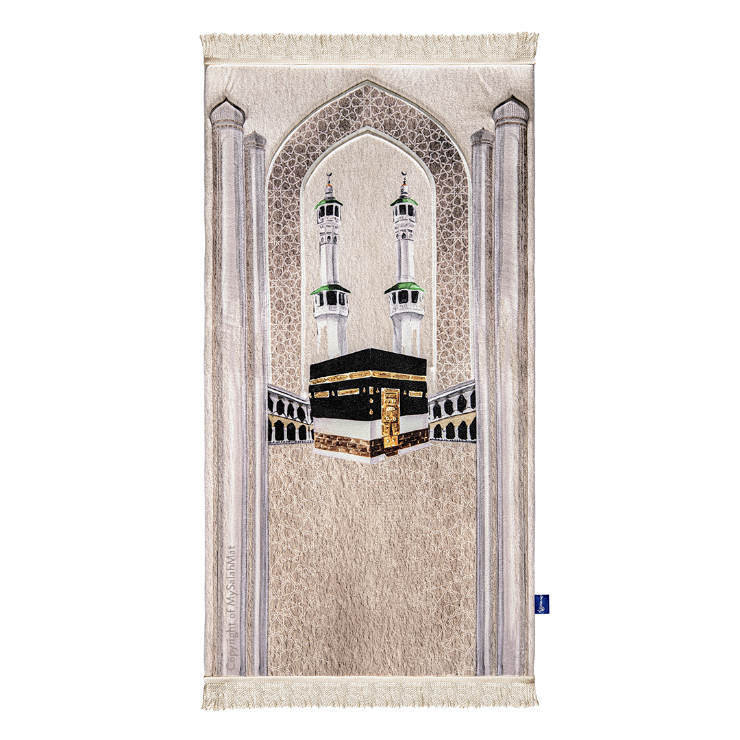 Adult Premium Padded Prayer Mat with Masjid al-Haram Design | Urban Rugs UK | A beautiful Ramadan & Eid Gift for Loved Ones
