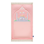 Padded Kids Prayer Mat with Blush Pink Design | Urban Rugs UK | Ramadan & Eid Gift