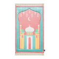 Padded Kids Prayer Mat with Pink Mumbai Mosque Design by Urban Rugs UK | A beautiful Ramadan & Eid Gift for Loved Ones