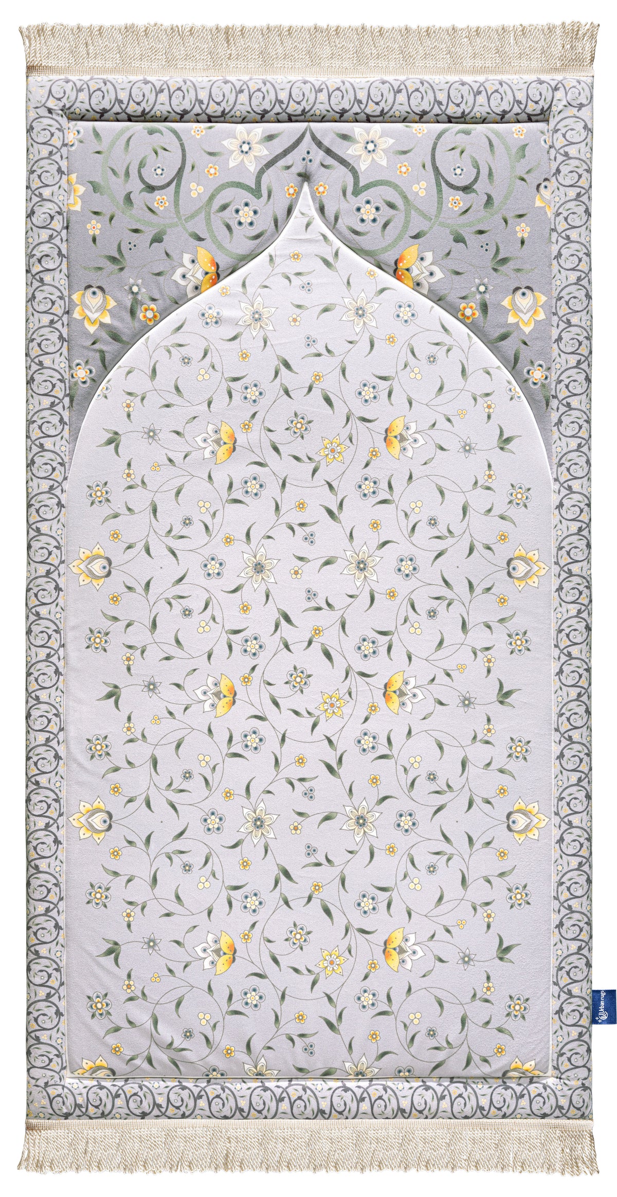Adult Premium Padded Prayer Mat with Yellow Floral Vine Design | My ...