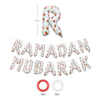 Ramadan Mubarak white balloon and decor kit