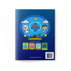 Back cover of the Hajj & Umrah activity book with the activity book series and a barcode