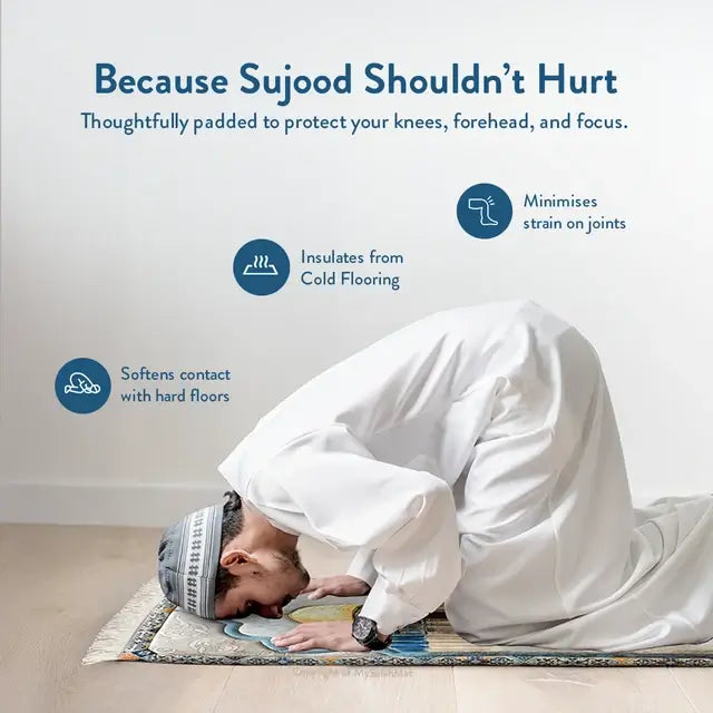 padded Islamic heritage prayer rug