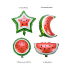 Four watermelon foil balloons: star, crescent, round watermelon and half watermelon, 40 cm each