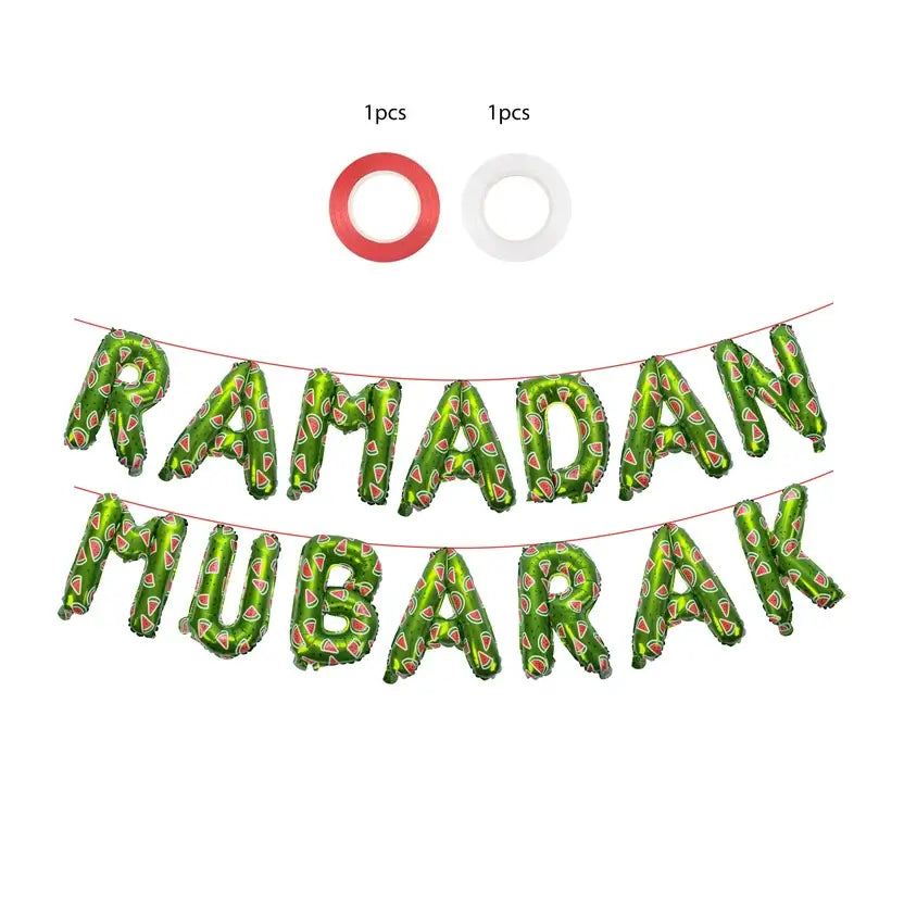 Ramadan Mubarak watermelon foil balloons