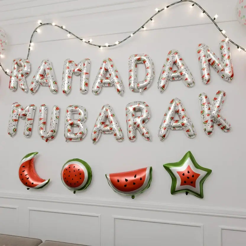 Ramadan Mubarak white balloon and decor kit