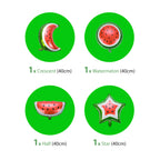 Pack of 4 Watermelon Crescent Star Ramadan & Eid Palestine Themed Foil Balloon Set Hanging Decoration