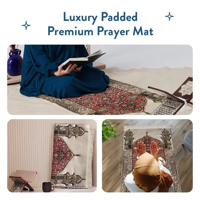 red floral prayer mat