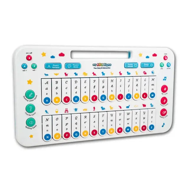 My ABC Piano turned slightly to the right, showing its letter keys and top handle