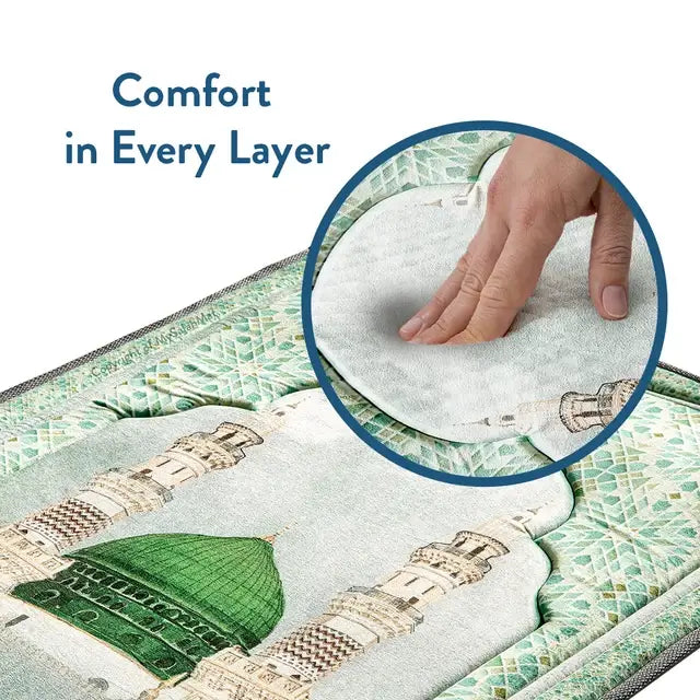 Madinah design padded prayer rug