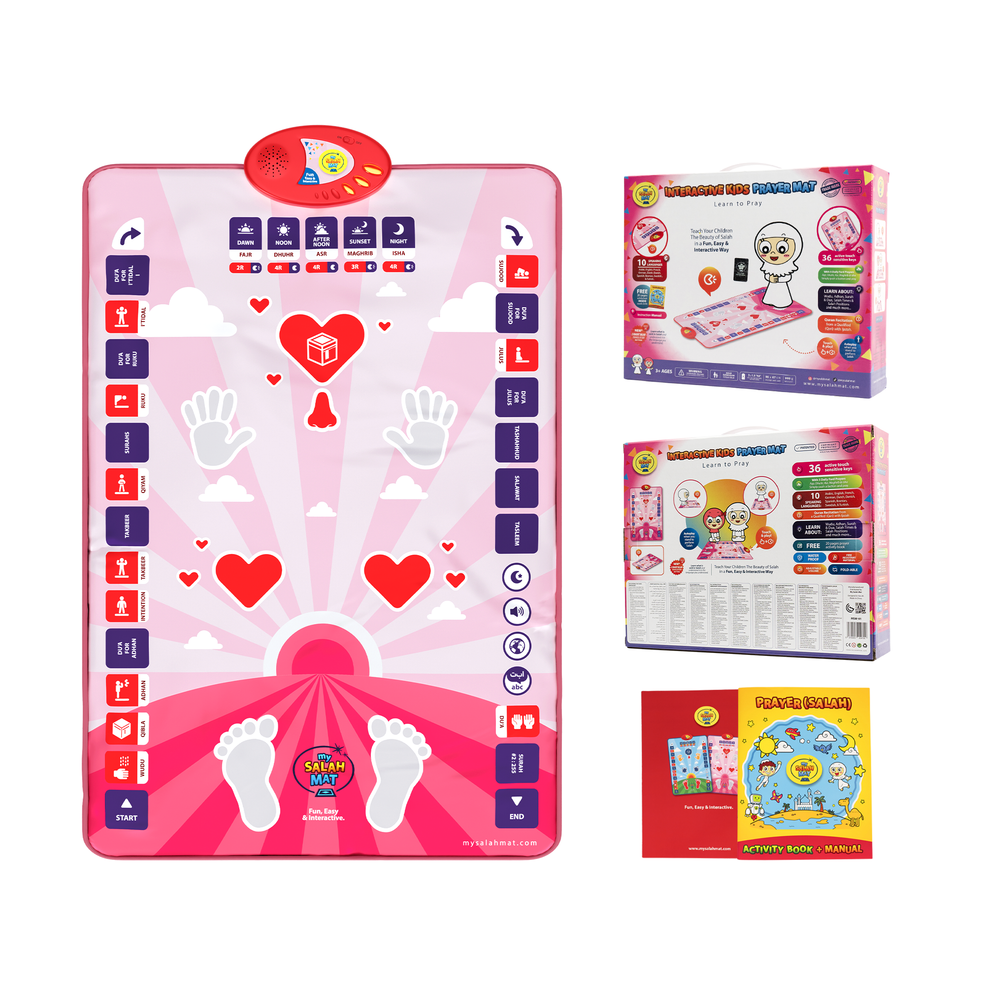 Kids Interactive Prayer Mat (Pink) | Learn Salah Step by Step