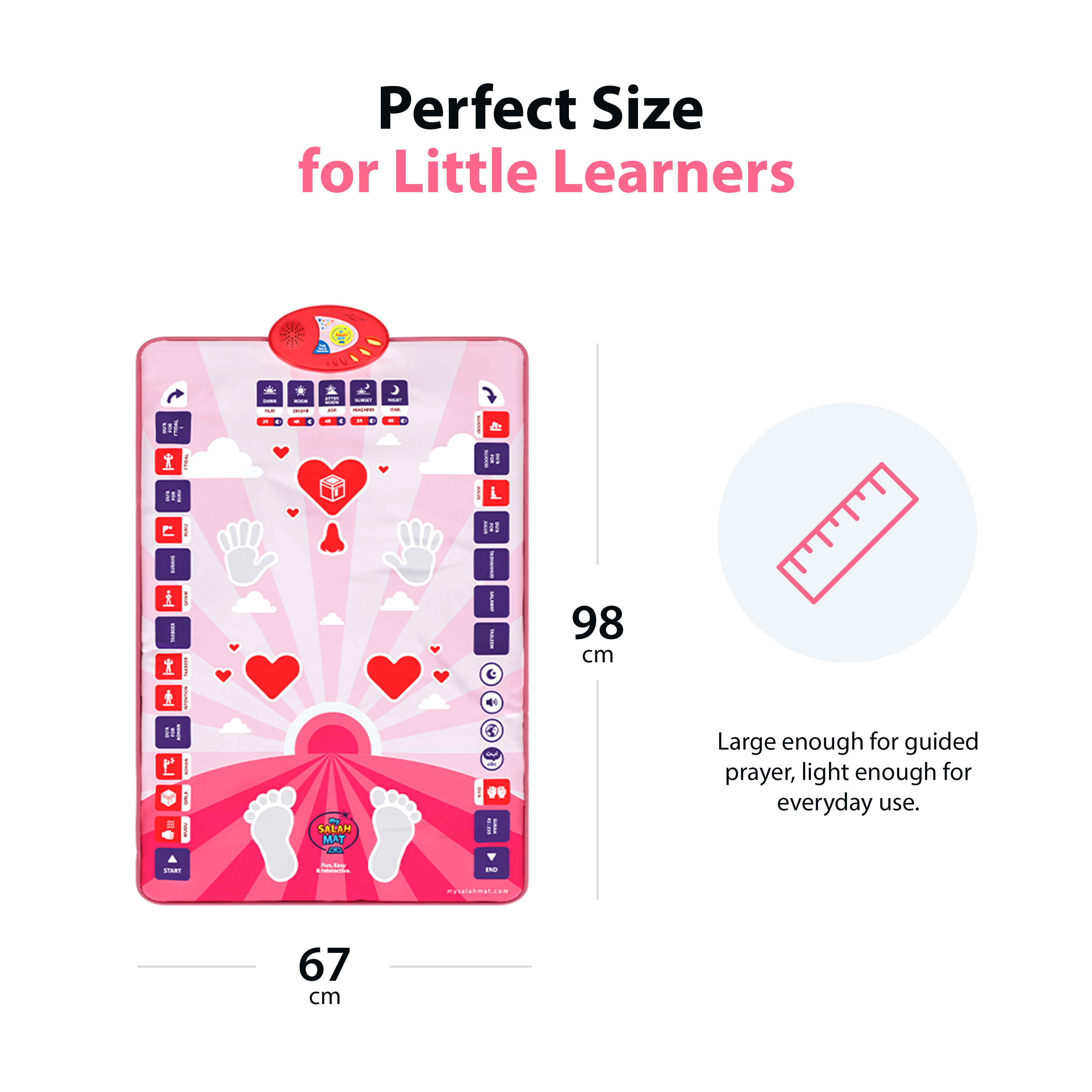 Kids Interactive Prayer Mat (Pink) | Learn Salah Step by Step