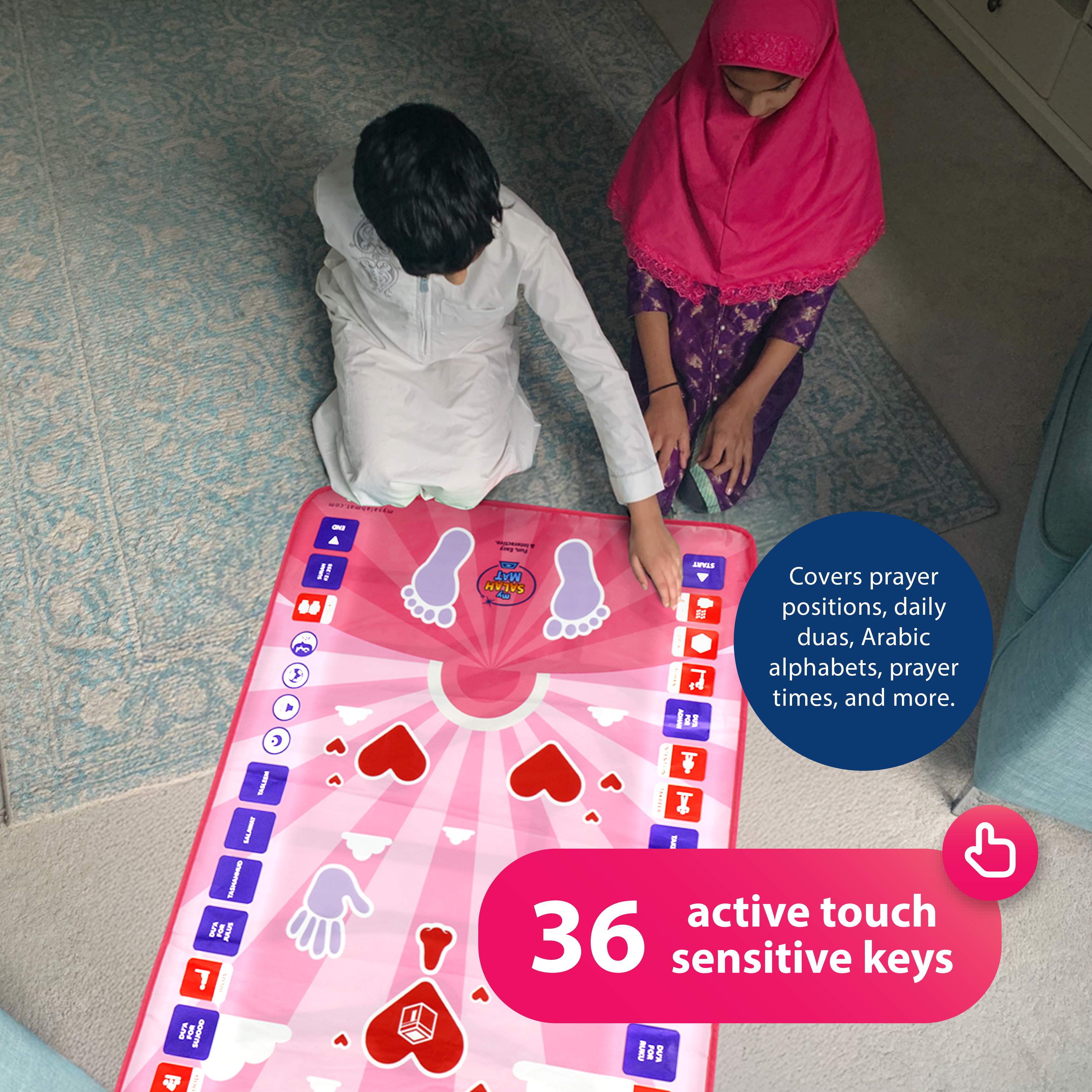 Kids Interactive Prayer Mat (Pink) | Learn Salah Step by Step