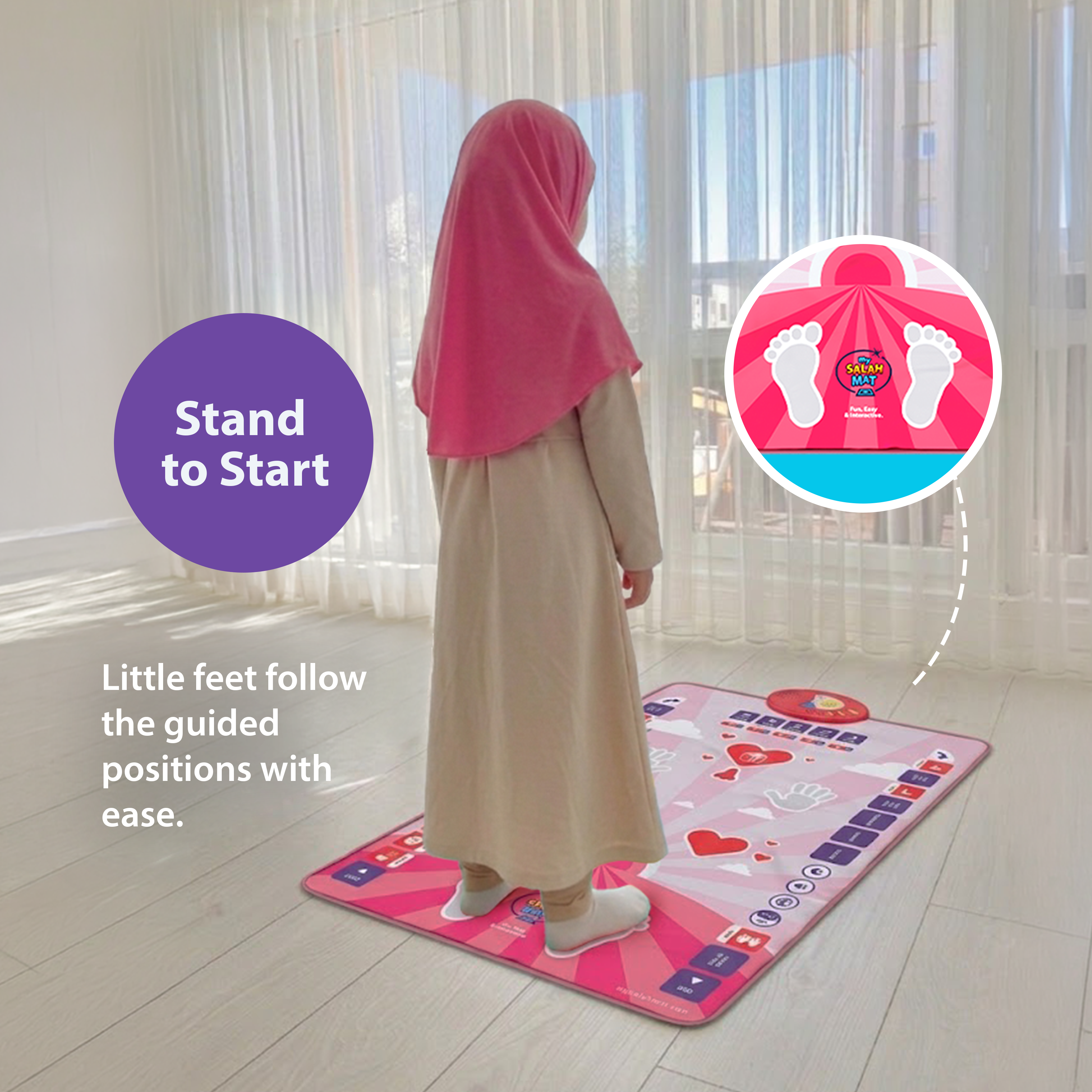 Kids Interactive Prayer Mat (Pink) | Learn Salah Step by Step