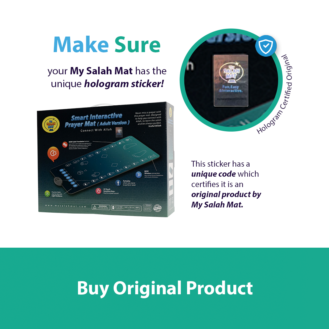 Adults & Reverts Interactive Prayer Mat (Teal) | Learn Salah Step by Step