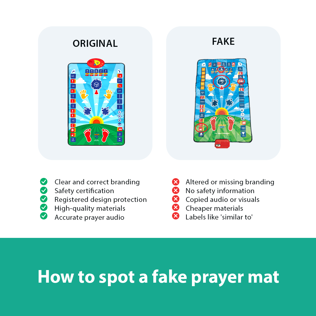 Adults & Reverts Interactive Prayer Mat (Teal) | Learn Salah Step by Step