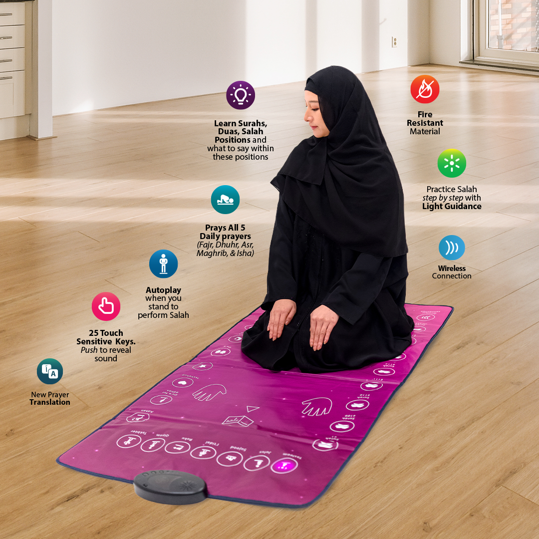 Adults & Reverts Interactive Prayer Mat (Rahma) | Learn Salah Step by Step