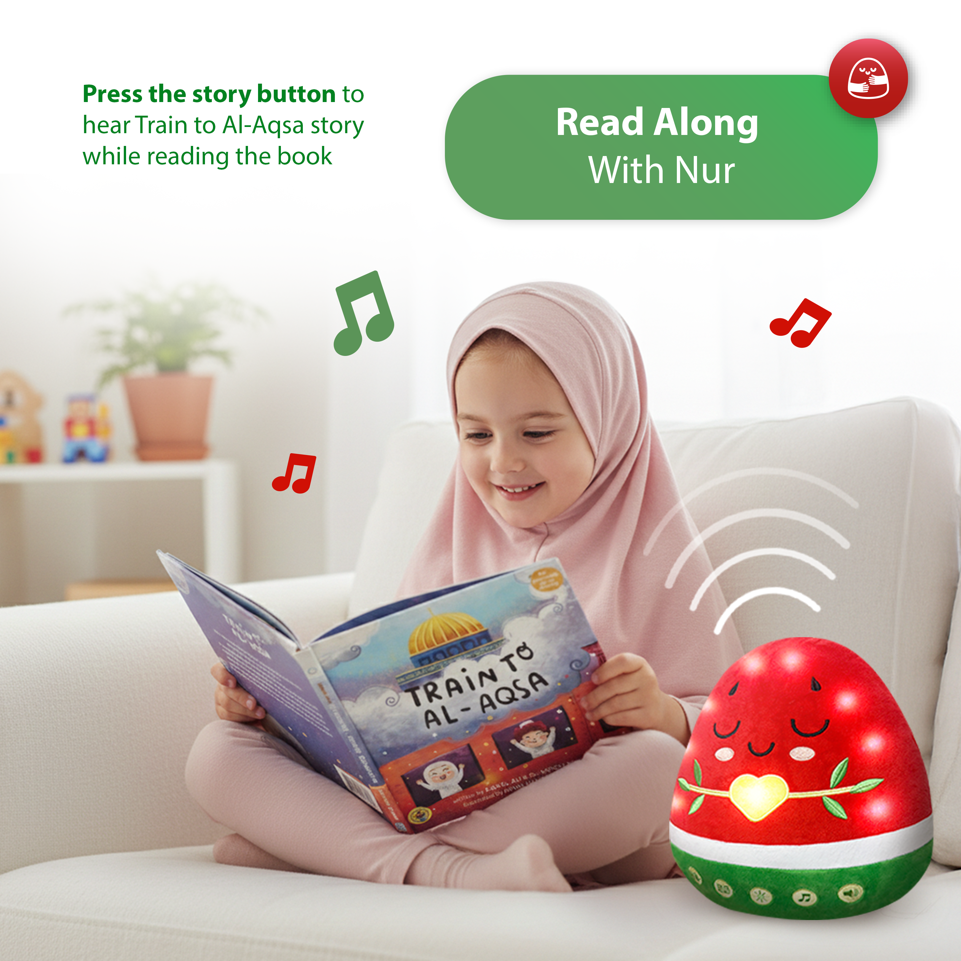 Nūr Watermelon Interactive Plushie | Islamic Toys for Kids