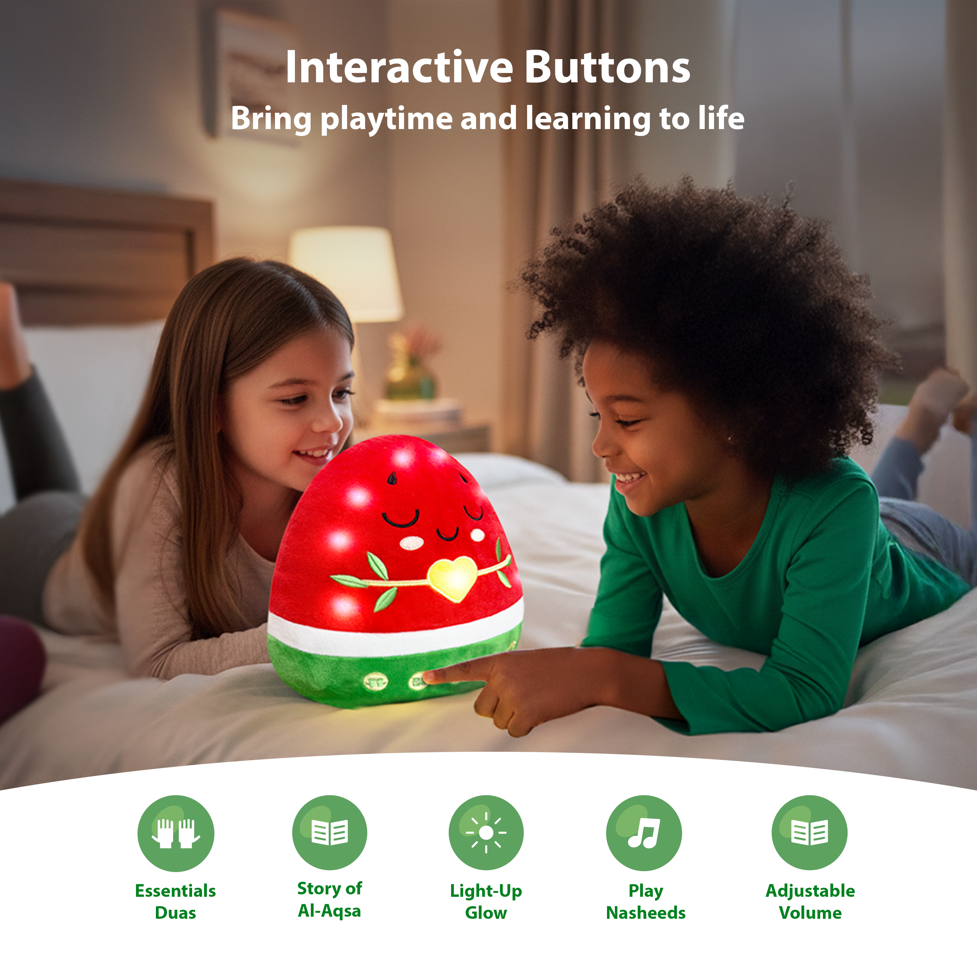 Nūr Watermelon Interactive Plushie | Islamic Toys for Kids