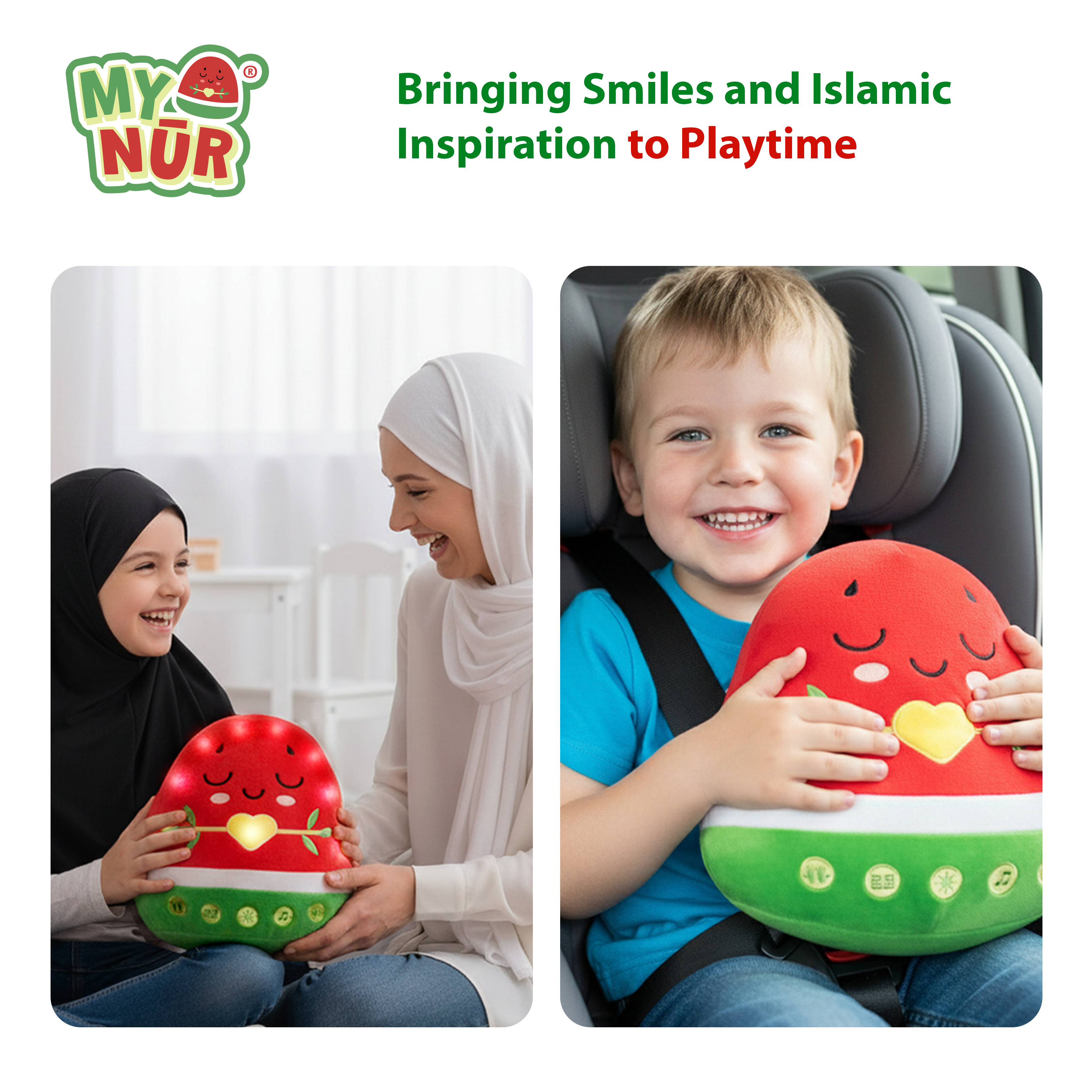 Nūr Watermelon Interactive Plushie | Islamic Toys for Kids