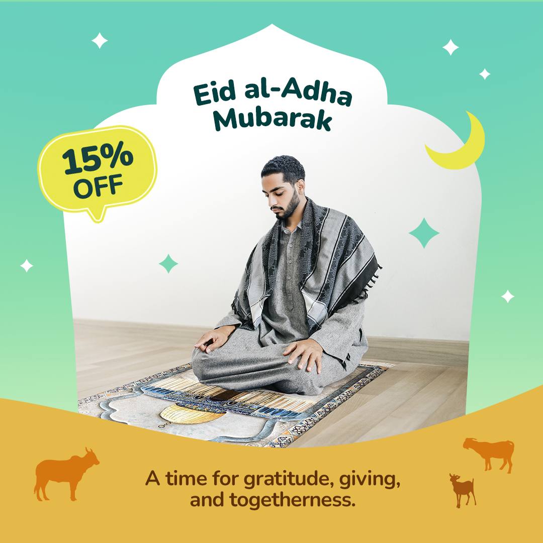 Adult Premium Padded Prayer Mat with Dome of the Rock Design | Urban Rugs UK | Ramadan & Eid Gift